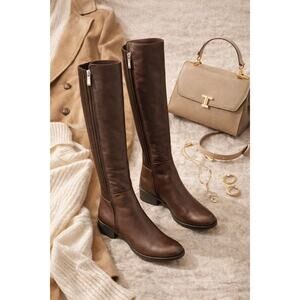 Kenneth Cole NY Levon Brown Leather Knee High Riding Boots Size 6